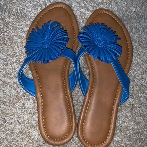 blue flower detail sandals